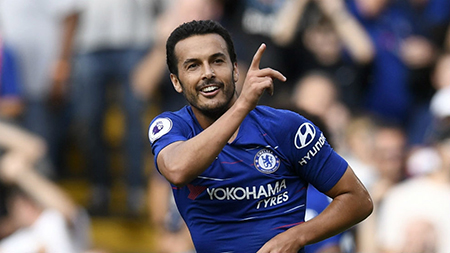 Pedro celebra un gol con el Chelsea
